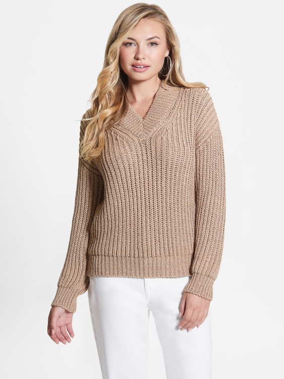 Lise изрязан пуловер Dirty Chai Lurex Multi Guess
