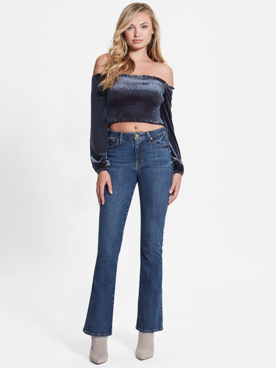 Hima горнище от велур с отворени рамена Guess Nordic Sea Multi