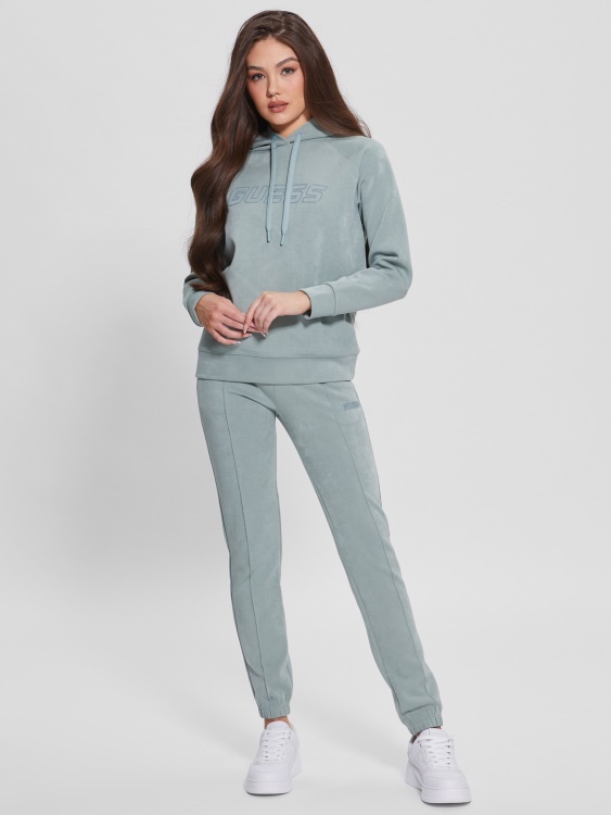 изцяло сива качулка от изкуствен велур Guess