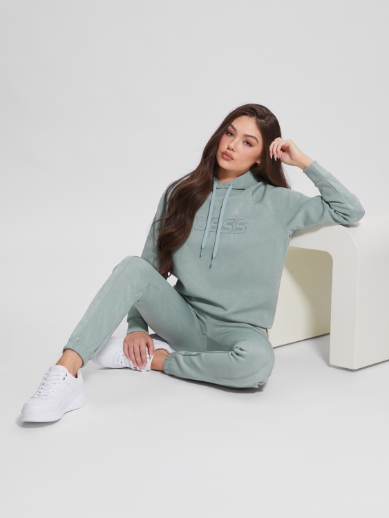 изцяло сива качулка от изкуствен велур Guess