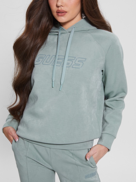 изцяло сива качулка от изкуствен велур Guess