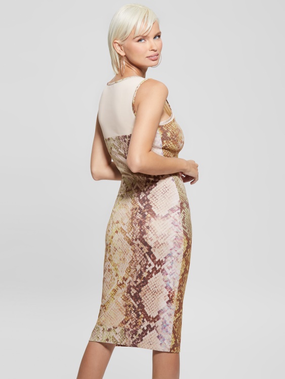 Guess Glam рокля със змийски принт Аманда от змийска кожа