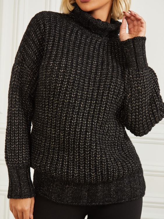 обещаващ пуловер от вълнена смес Guess Jet Black Multi