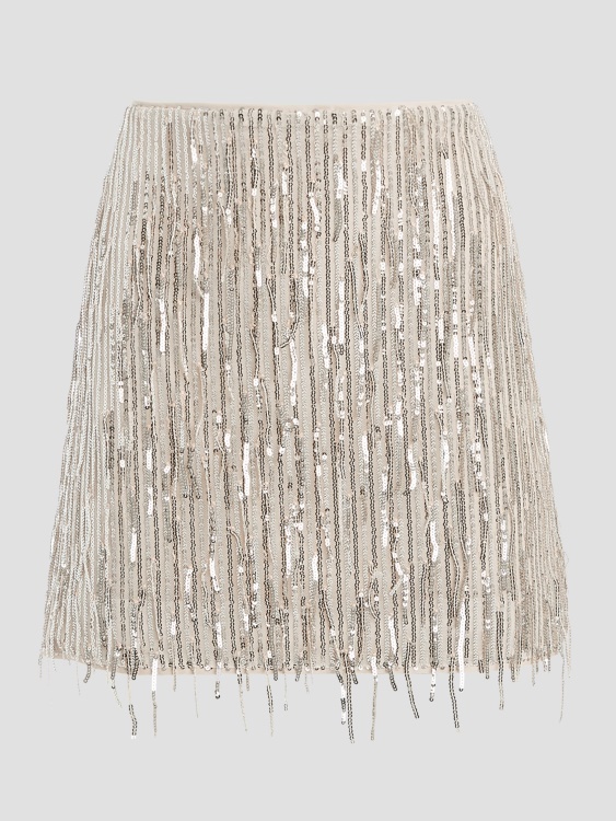 Guess Off White Multi Mia пола с пайети с ресни