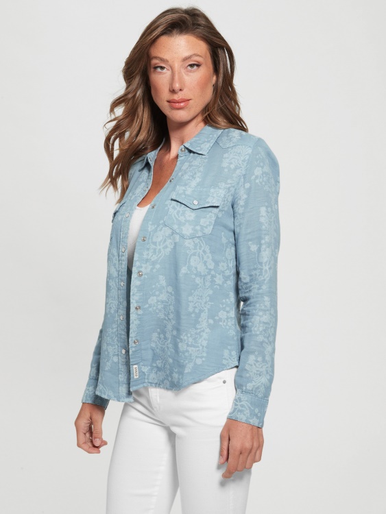 риза с дълга ръкав Coronado Blue Multi Guess Riley