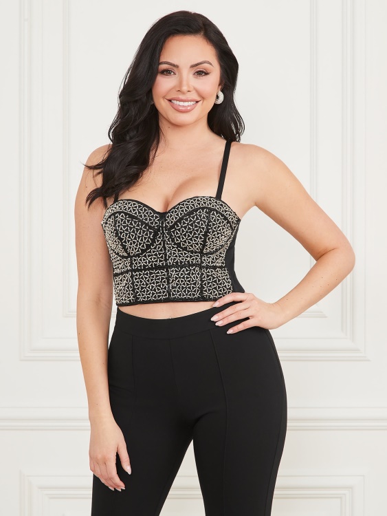 Zoe Bustier Top Guess Jet Black Multi