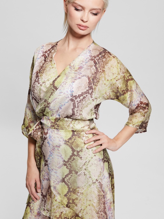 Guess Glam рокля със змийски принт еко Ensley