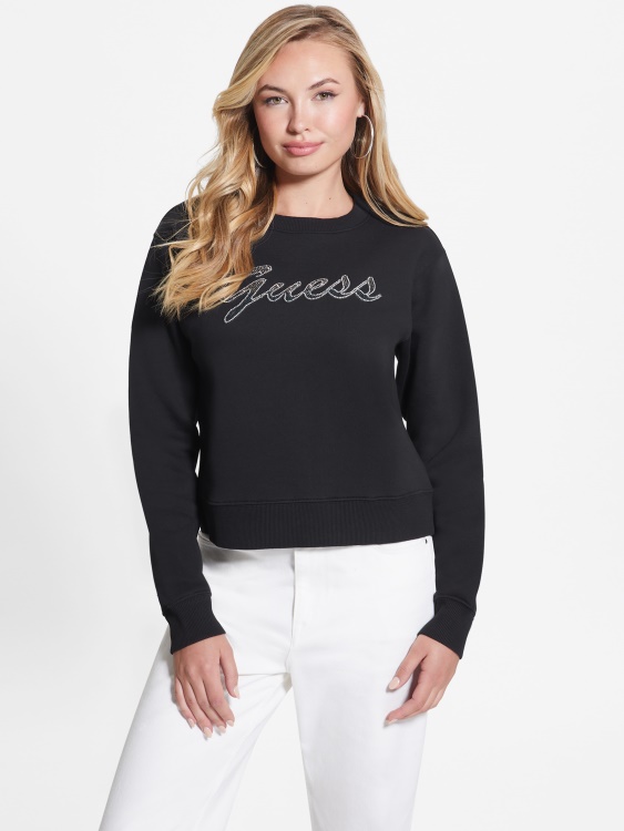 черен еко пуловер с лого Alona Guess