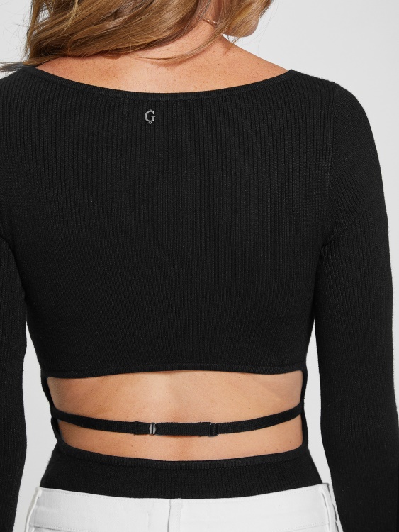 Guess Eco Liv боди с изрязани черни черни