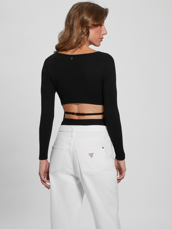 Guess Eco Liv боди с изрязани черни черни