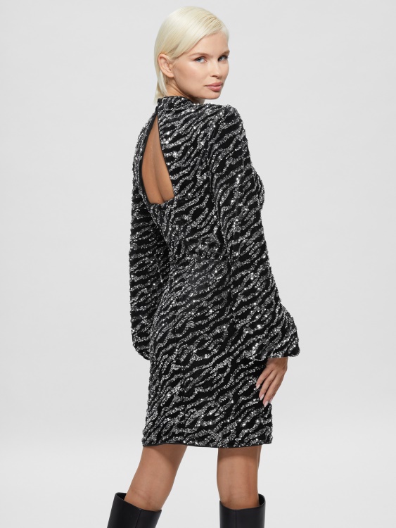 сребърна рокля с пайети Multi Zoe Guess