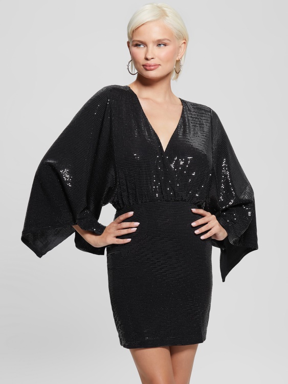 реактивно черна мулти еко тиана двустранна рокля Guess