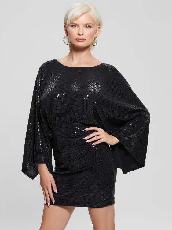 реактивно черна мулти еко тиана двустранна рокля Guess
