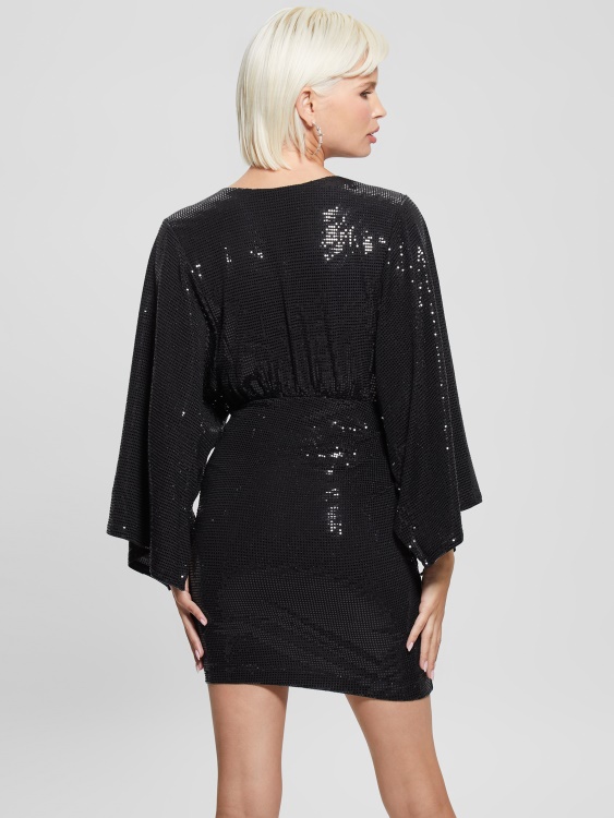 реактивно черна мулти еко тиана двустранна рокля Guess