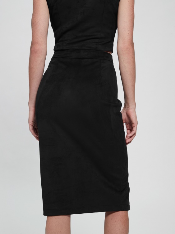 Guess тъмно черна пола от изкуствен велур Mirabelle