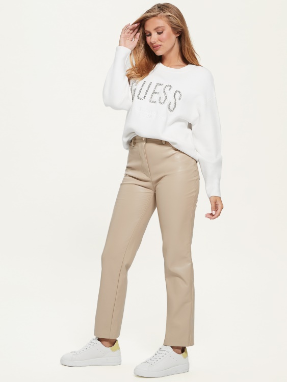 Guess кремаво бял суичър с лого Estelle