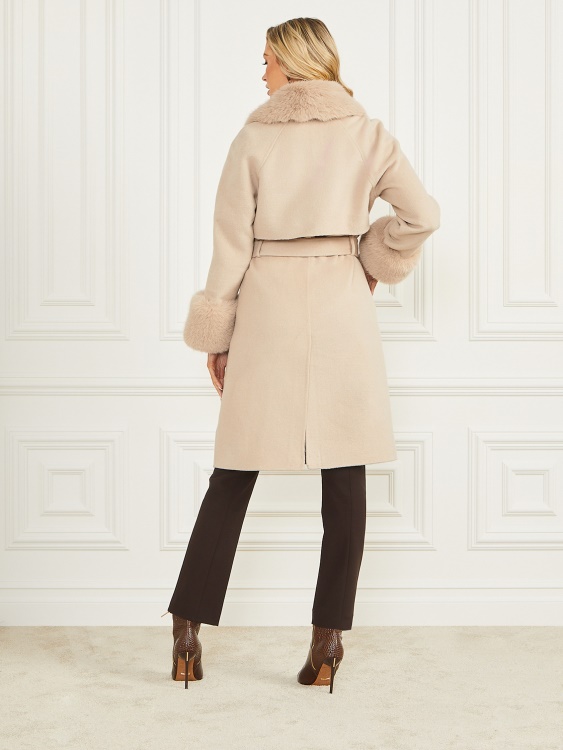 Guess Fawn Taupe Micky ресни и палто от изкуствена кожа