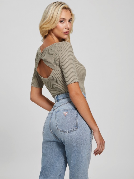 Eco Aysha реверсивен пуловер горна част Guess листа от градински чай