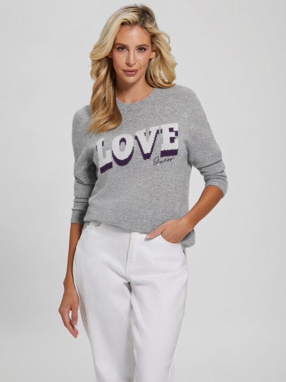 Juliette кашмирен пуловер светъл меланж сив Guess