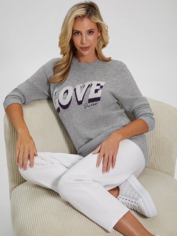 Juliette кашмирен пуловер светъл меланж сив Guess