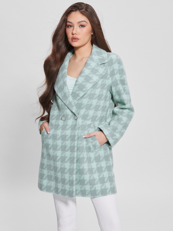 Guess Jini Coat Houndstooth Aqua Combo