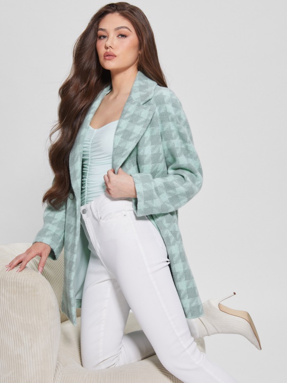 Guess Jini Coat Houndstooth Aqua Combo