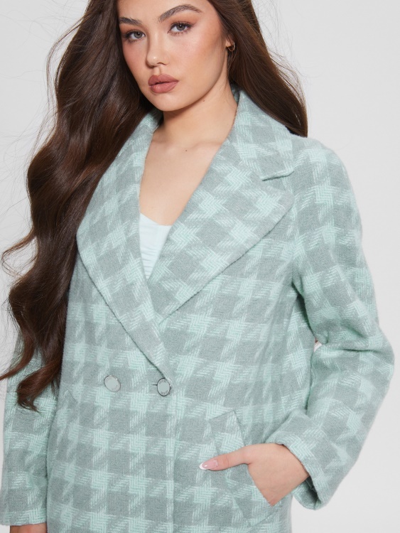 Guess Jini Coat Houndstooth Aqua Combo