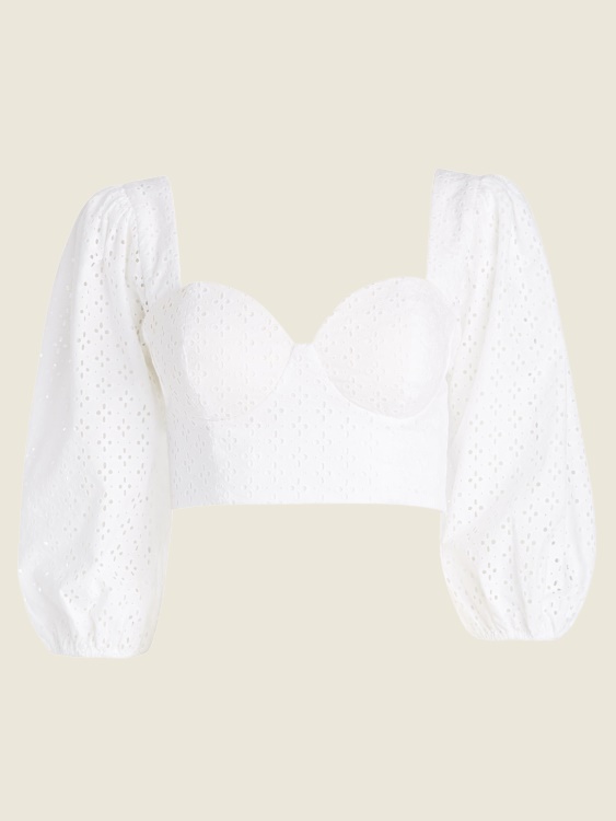 True White Guess Nelia горна част с капси