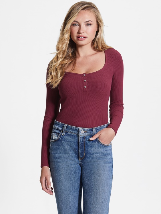 Guess Tragic Stone 34'' Eco Karlee Henley с дълъг ръкав