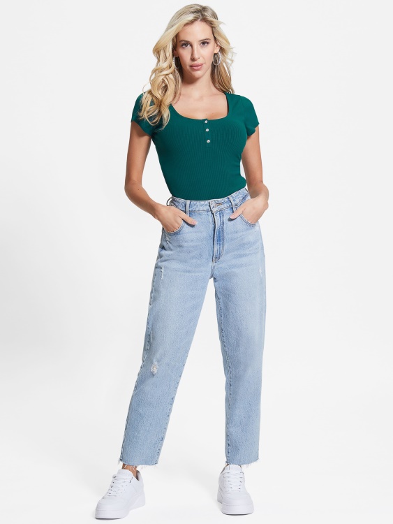 кралско синьо еко тениска Karlee Henley Guess