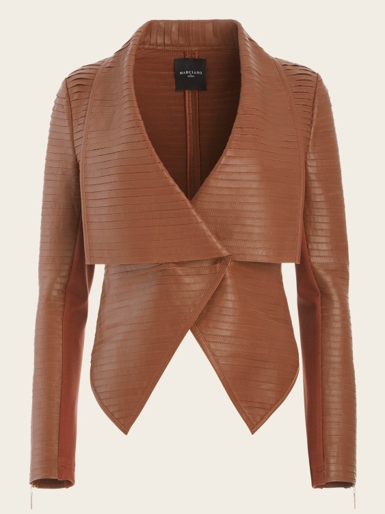 кафява красота Guess кожено яке Shayna драп