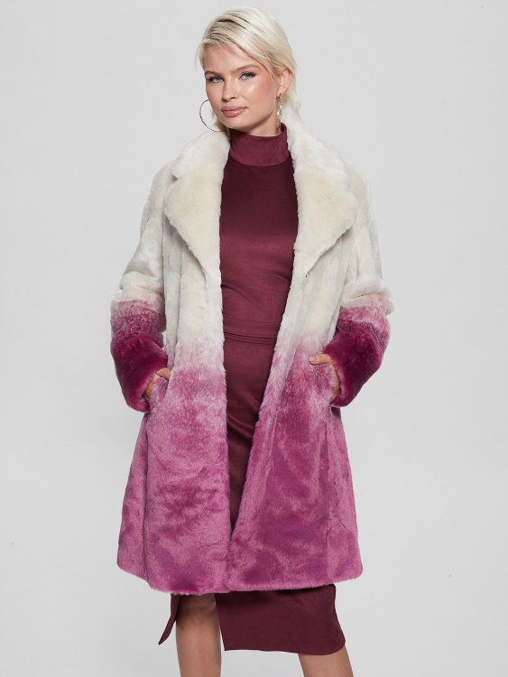 Clara Ombré палто от изкуствена кожа в нюанс на розово комбо Guess