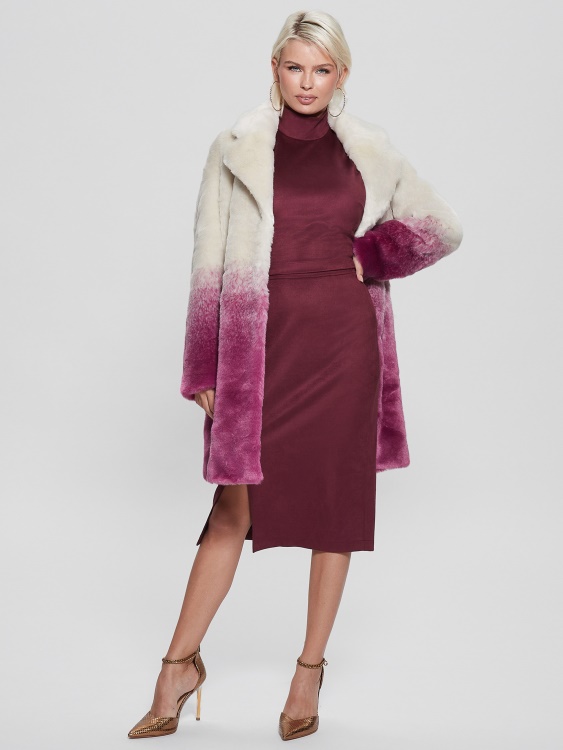 Clara Ombré палто от изкуствена кожа в нюанс на розово комбо Guess