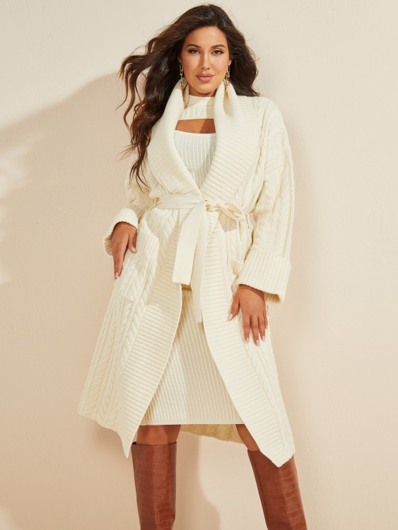 топъл бял пуловер Xian жилетка Guess