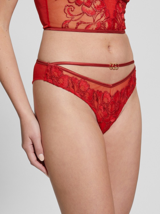 бразилски бикини Christie Floral Shimmer Guess червен лурекс на цветя
