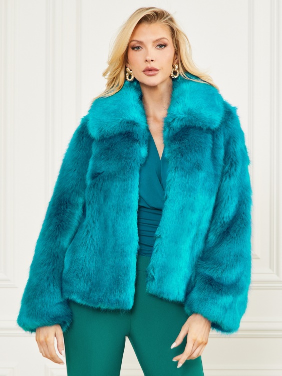 бермудско синьо с по-тъмно яке Guess от изкуствена кожа