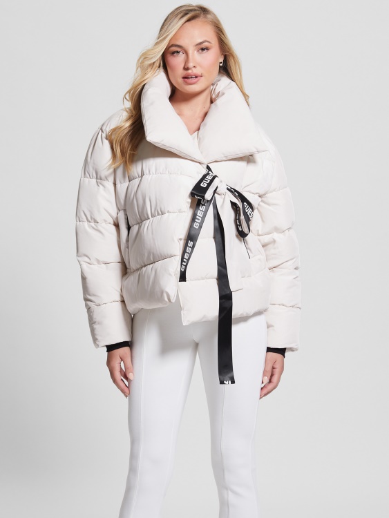 пергаментен тон клаудия вратовръзка пухено яке Guess