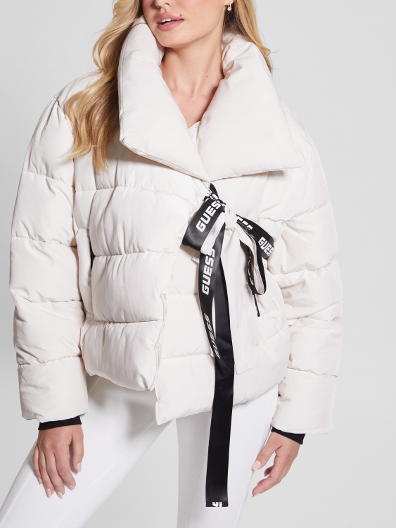 пергаментен тон клаудия вратовръзка пухено яке Guess