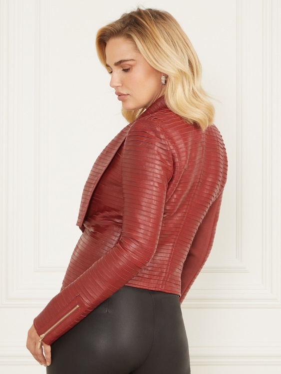 Guess тъмно сладко червено кожено яке Shayna Drape