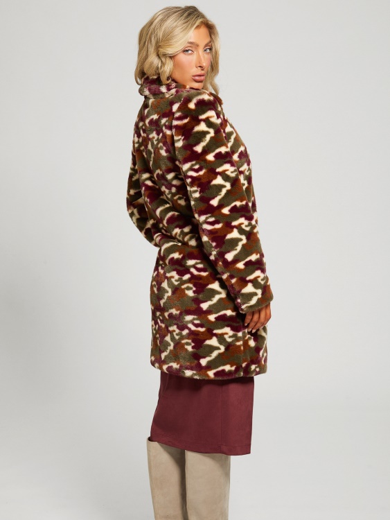 Guess Camou Burgundy Combo Amira Camo палто от изкуствена кожа