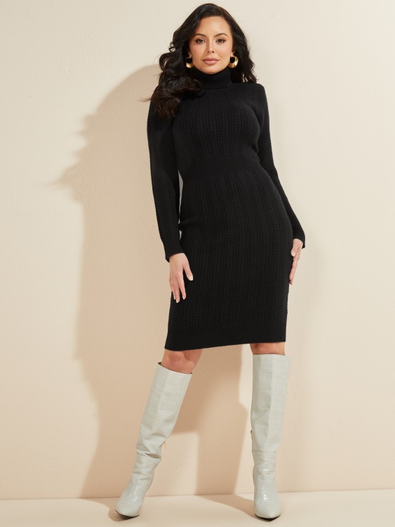 шери кашмирен пуловер рокля джет черен Guess