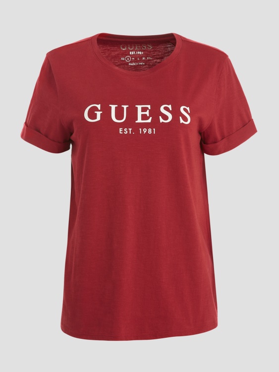 сок от цвекло червен Guess еко тениска с маншети с лого