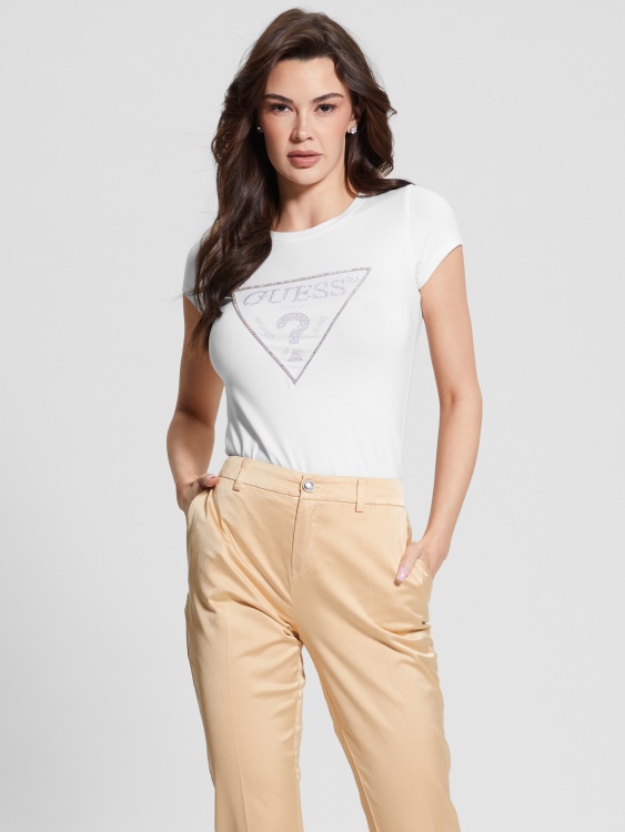 чисто бяла тениска с лого на Guess