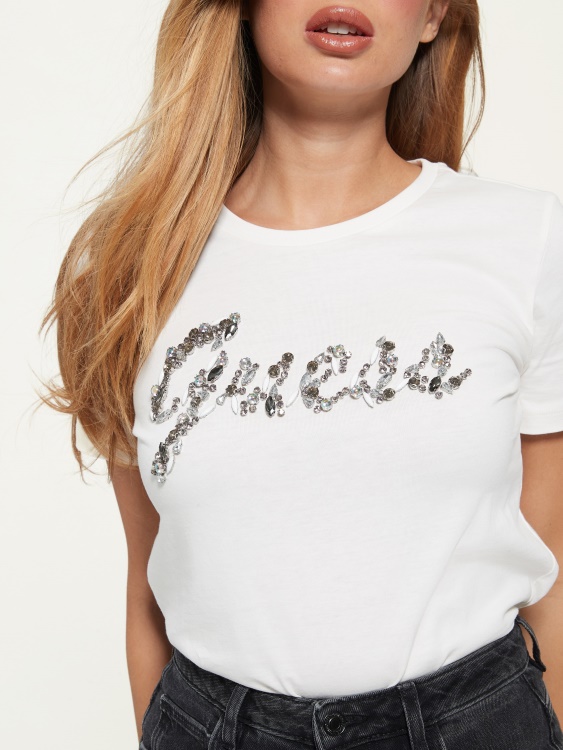 Eco Bonita лого тениска кремаво бяло Guess