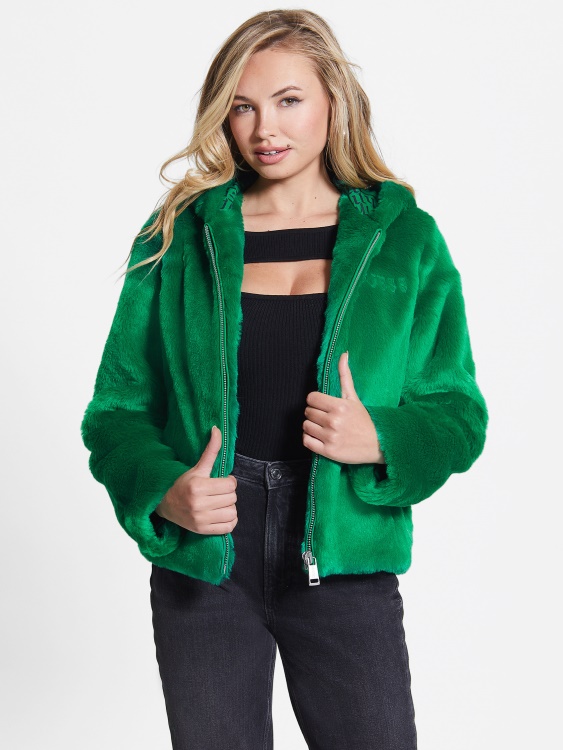 Guess Dafne яке от изкуствена кожа долина зелено