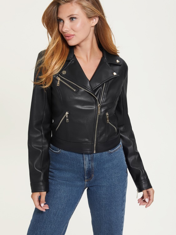 Venom изрязано мотоциклетно яке Guess Jet Black Multi
