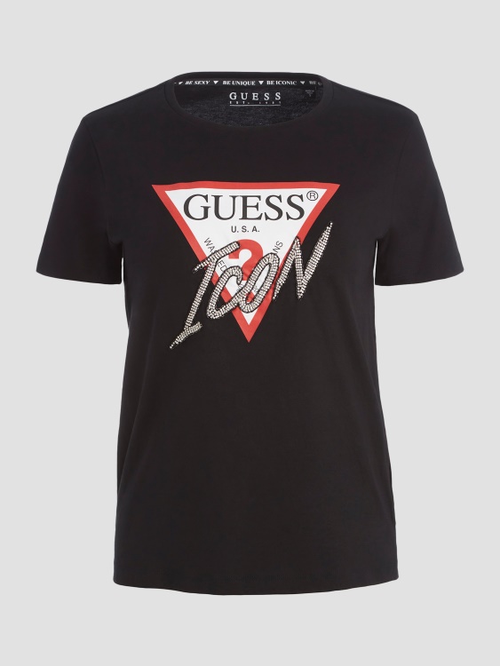черна тениска с лого Guess Eco Icon
