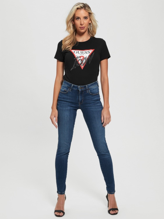 черна тениска с лого Guess Eco Icon