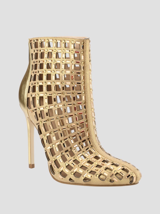 метални ботуши в клетка със златни кристали Guess