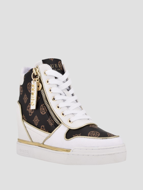 средно кафяво лого на флора маратонка на клин Guess